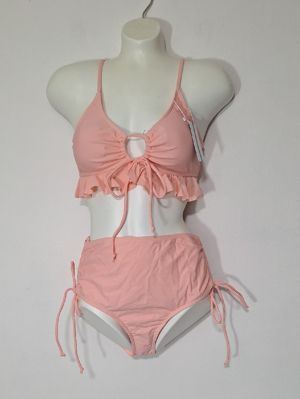 Women’s Ruffle Tie-Front Bikini Set — Peach